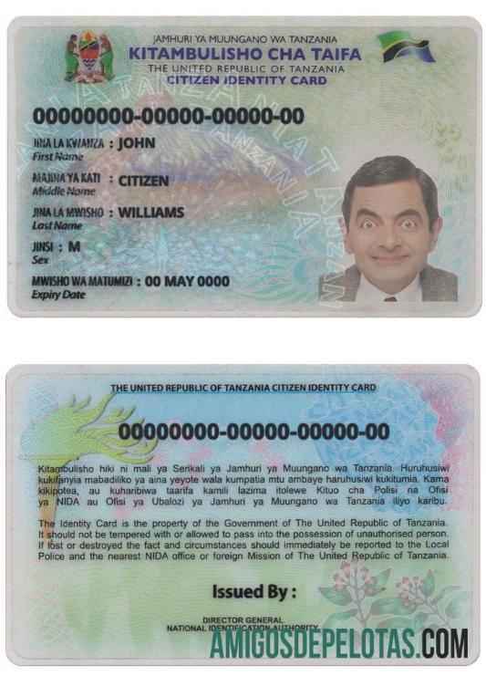 Tanzânia ID versão 2 mostra